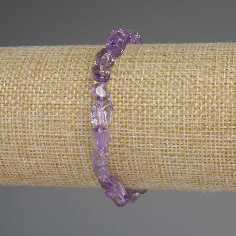Amethyst Bracelet, tumbled beads, diameter 8x6mm+-, length 18cm+- stretch