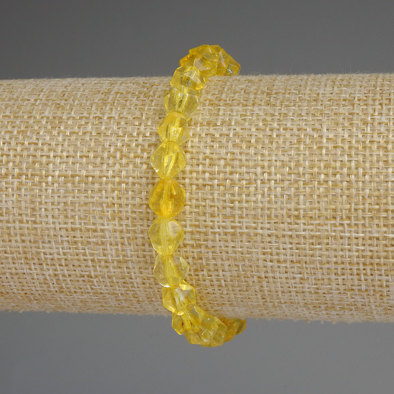 Citrine Bracelet, faceted beads, diameter 7x7mm+-, length 18cm+- stretch