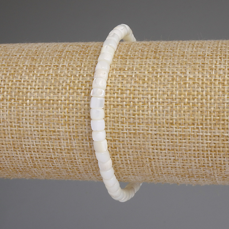 Mother-of-Pearl Rondelle Bracelet, diameter 5x4mm+-, length 18cm stretch