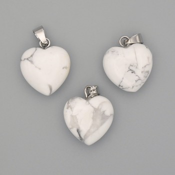 Cacholong Heart Pendant 15x15x23mm+
