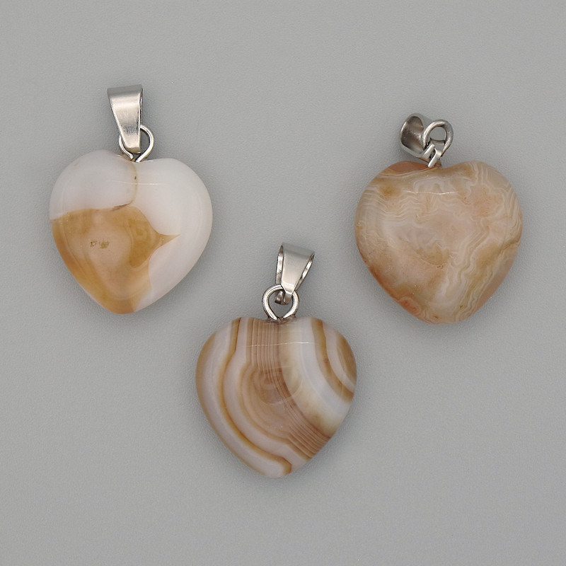 Heart Agate Pendant 15x15x23mm+