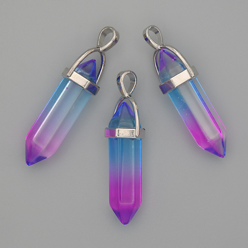 Multicolour Glass Hexagon Crystal Ball Pendant 8x31x41mm+