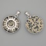 Dalmatian Jasper Pendant in "Sun" Setting, 27mm Diameter+