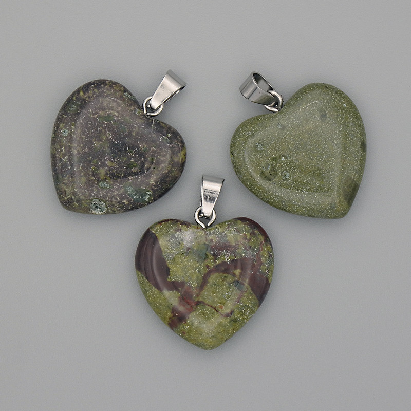Dragon Blood Jasper Heart Pendant 20x20xx25mm+