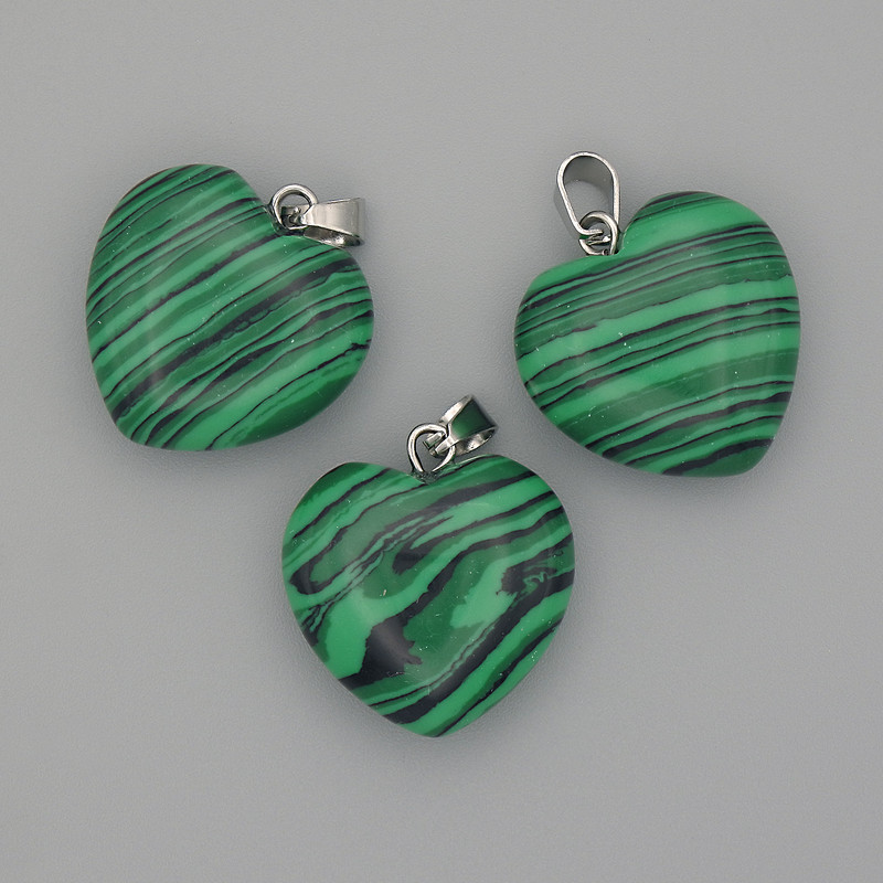 Pendant Heart Malachite 20x20x25mm+