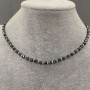 Hematite Choker, Multi-faceted Beads 4mm+/-, Faceted Ball 2mm+/-, Length 37cm+/-, Toggle Clasp with Pendant
