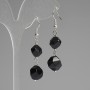 Black Onyx Faceted Earrings 10mm+/- 12mm+/-, Length 50mm+