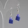Lapis Lazuli Faceted Square Earrings 10x10mm+/- Czech Glass Rondelle 6x5mm+/-, Length 37mm+