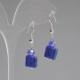 Lapis Lazuli Faceted Square Earrings 10x10mm+/- Czech Glass Rondelle 6x5mm+/-, Length 37mm+