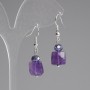Amethyst Faceted Square Earrings 10x10mm+/- Czech Glass Rondelle 6x5mm+/-, Length 37mm+
