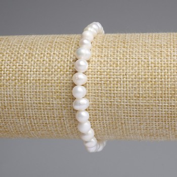 Bracelet Freshwater Pearls 6-7×6-6mm ±, length 18cm ±stretch