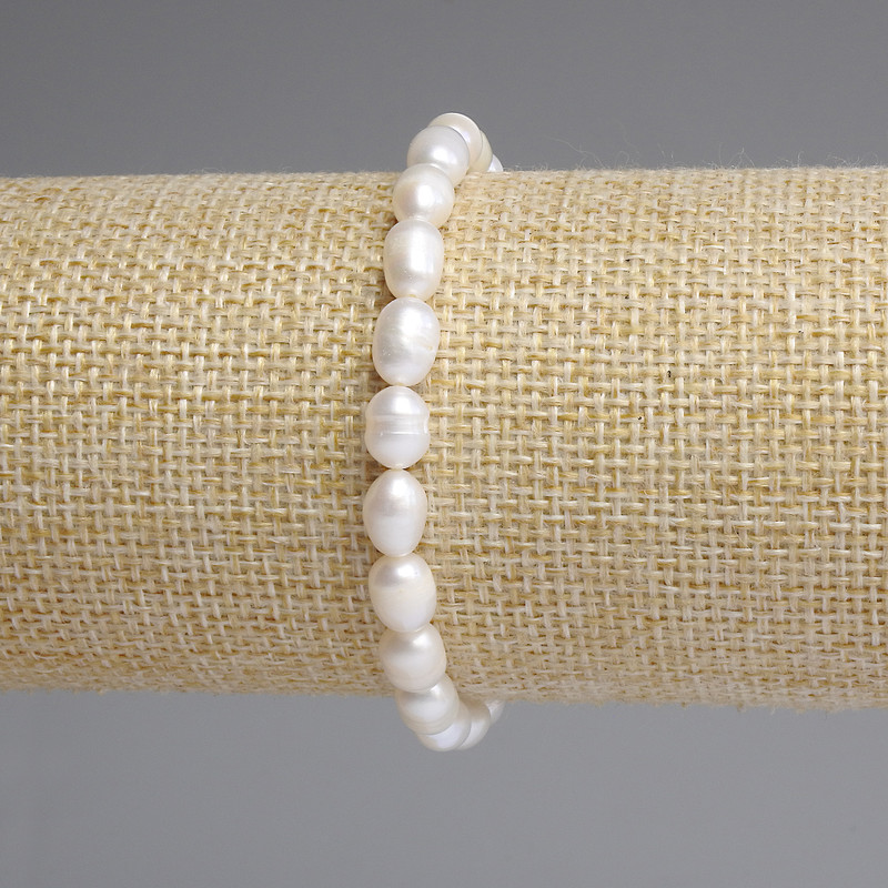 River Pearl Bracelet 7.5-8x6mm+/-, Length 18cm+/- Stretch