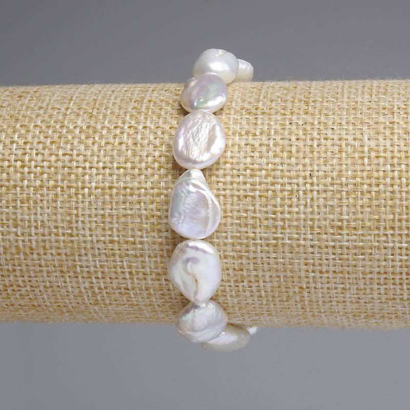 Baroque Pearl Bracelet with a "Petrol" Tint, Diameter 15-18x10-12mm +/-, Length 18cm+/- Stretch