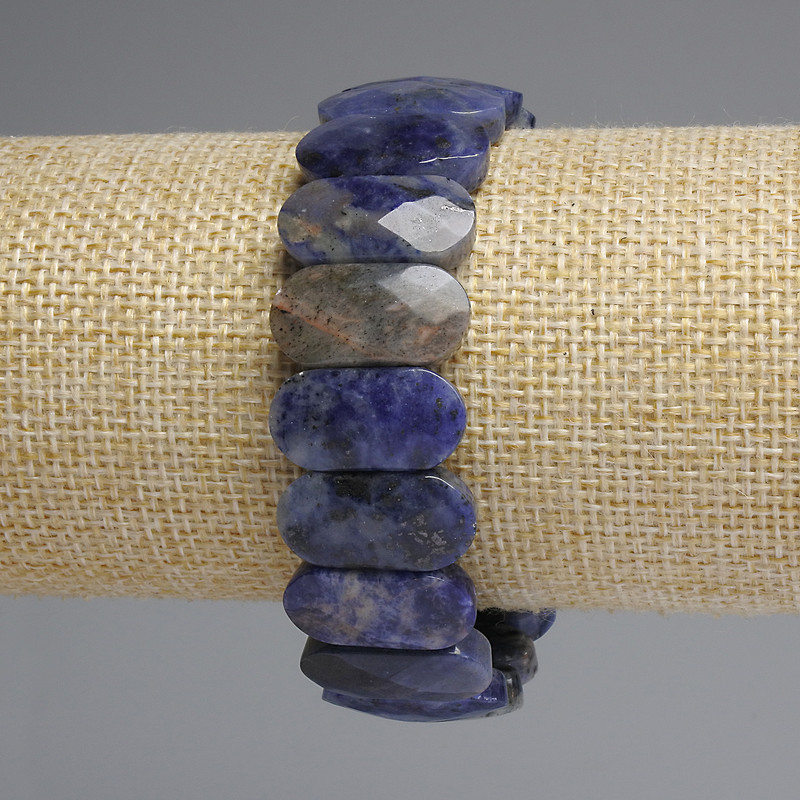 Sodalite Bracelet, Faceted Rounded Link, Diameter 20x10mm+/-, Length 18cm+/- Stretch