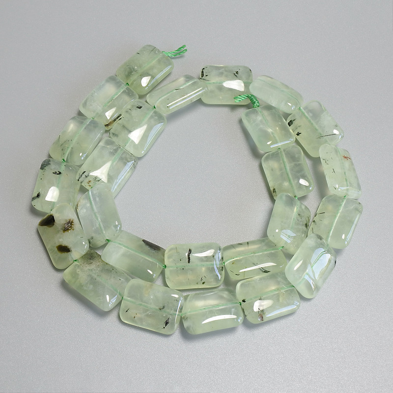Prehnite Beads Rectangles, diameter 16x12mm+/- on thread, length 40cm+