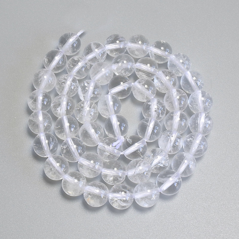 Rock Crystal Beads Smooth Round, diameter 8mm+/- on thread, length 38cm+