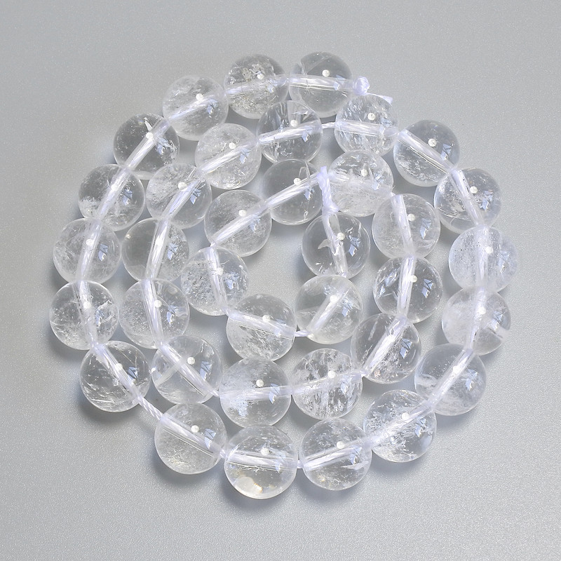 Rock Crystal Beads Smooth Round, diameter 10.5mm+/- on thread, length 37cm+