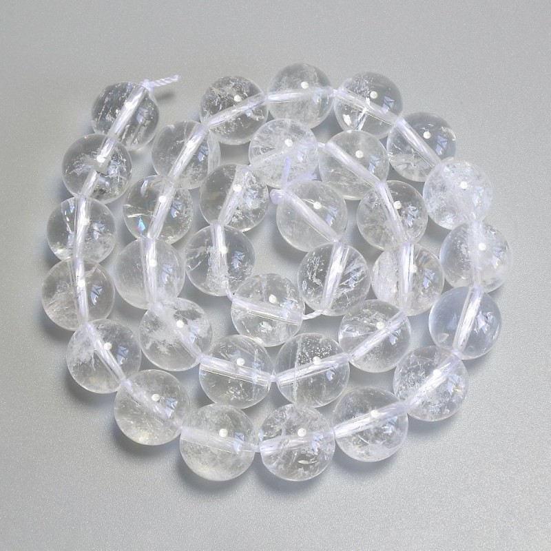 Rock Crystal Beads Smooth Round, diameter 12mm+/- on thread, length 38cm+