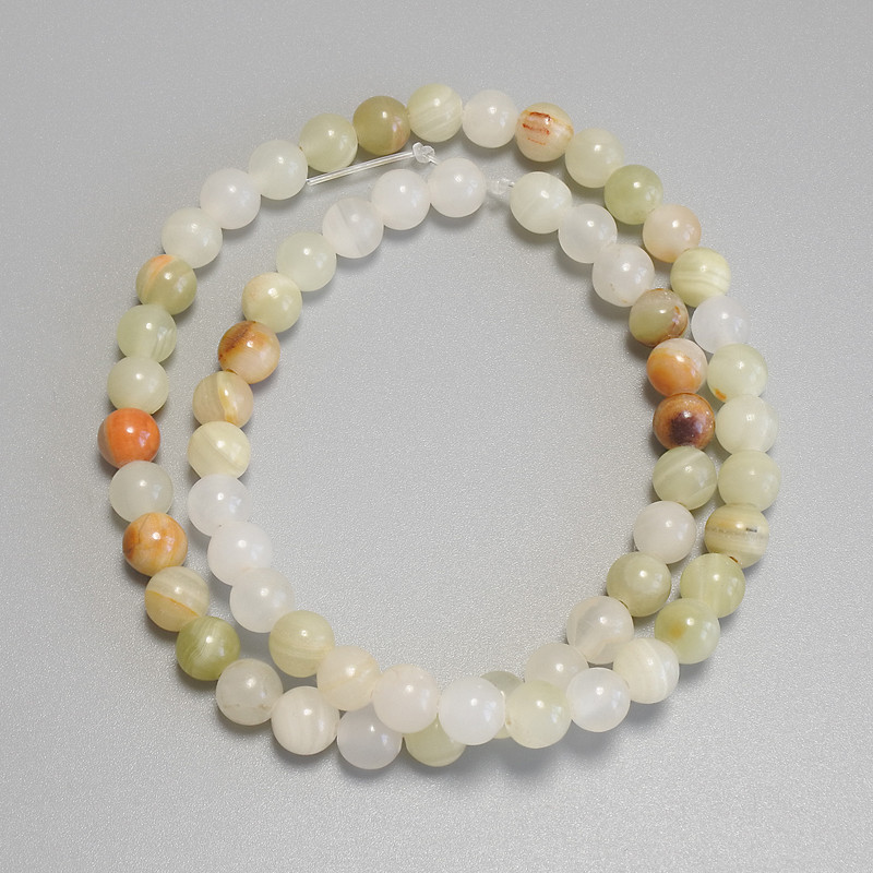 Onyx Beads Smooth Round, diameter 6mm+/- on fishing line, length 37cm+