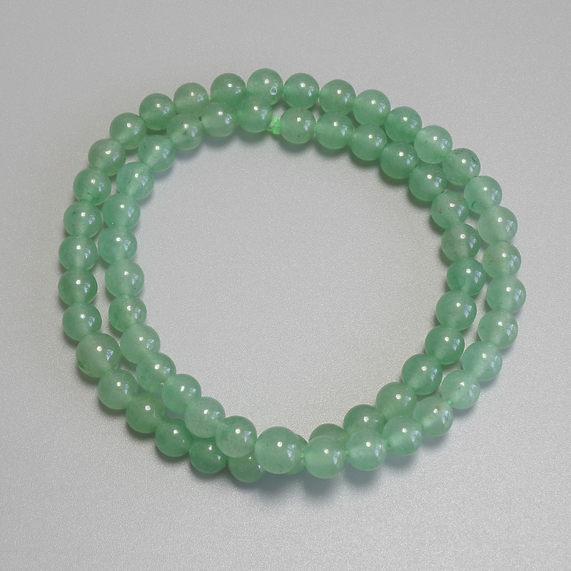Jade Beads Smooth Round, diameter 6mm+/- on fishing line, length 37cm+
