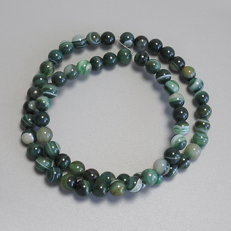 Agate Beads Smooth Round, diameter 6mm+/- on fishing line, length 38cm+