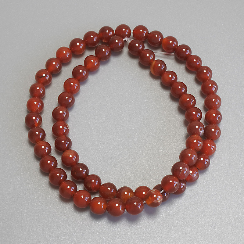 Carnelian Beads, Smooth Round 6mm+/- on Fishing Line, Length 38cm+