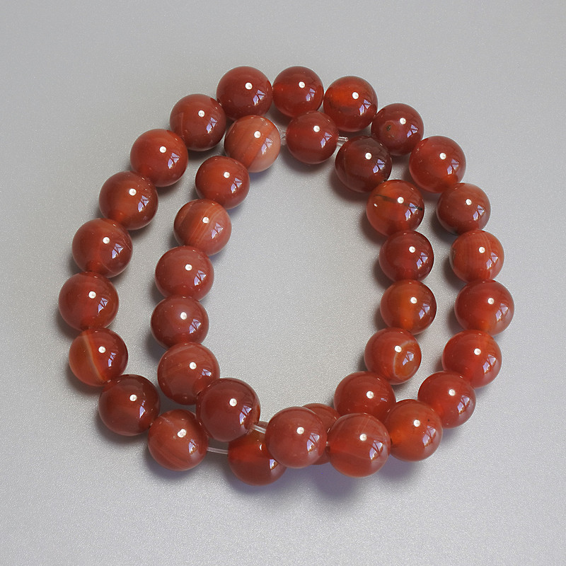 Carnelian Beads, Smooth Round 10mm+/- on Fishing Line, Length 38cm+