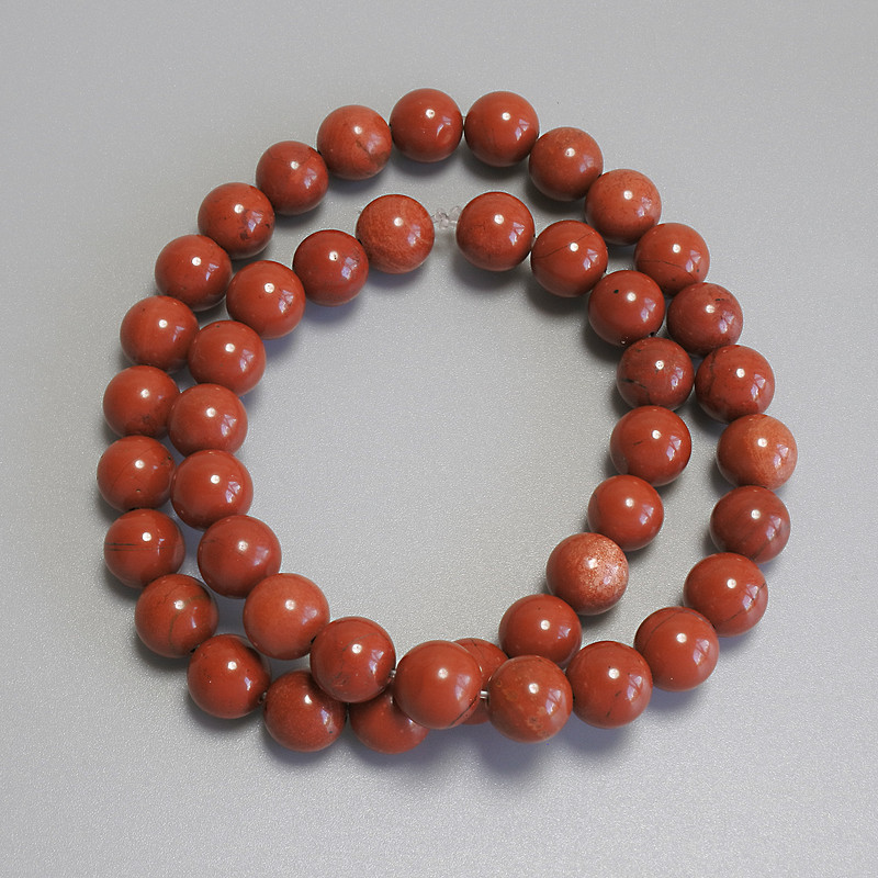 Red Jasper Beads, Smooth Round 8.5mm+/- on Fishing Line, Length 38cm+