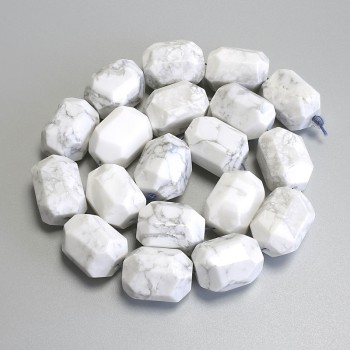 Cacholong Beads, Faceted, 18-21x14-16mm+/- on Thread, Length 38cm+