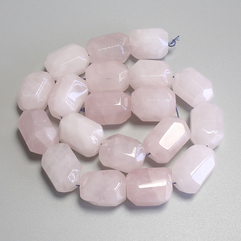 Rose Quartz Beads, Faceted, 18-22x15mm+/- on Thread, Length 39cm+