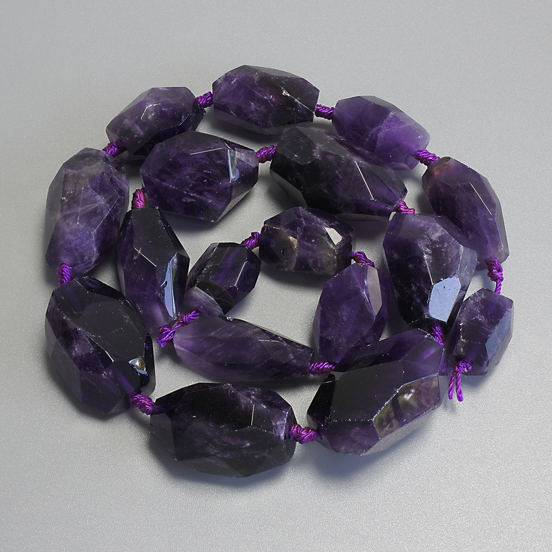 Amethyst Beads, Faceted, 13-31x10-18mm+/- on Thread, Length 44cm+