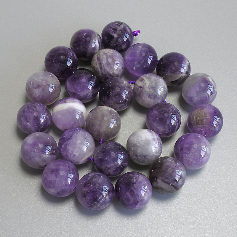 Amethyst Chevron Beads, smooth round, diameter 16mm+/-, on a strand, length 40cm+