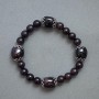 Garnet Tumbled Bracelet, diameter 14x12mm+/-, bead 8mm+/-, with metal inserts, length 18cm (stretch)
