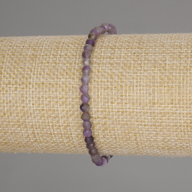Faceted Amethyst Bead Bracelet, diameter 4mm+/-, length 18cm+/- stretch