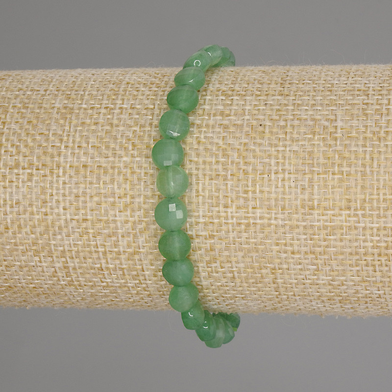 Faceted Jade Coin Bracelet, diameter 6mm+/-, length 18cm+/- stretch