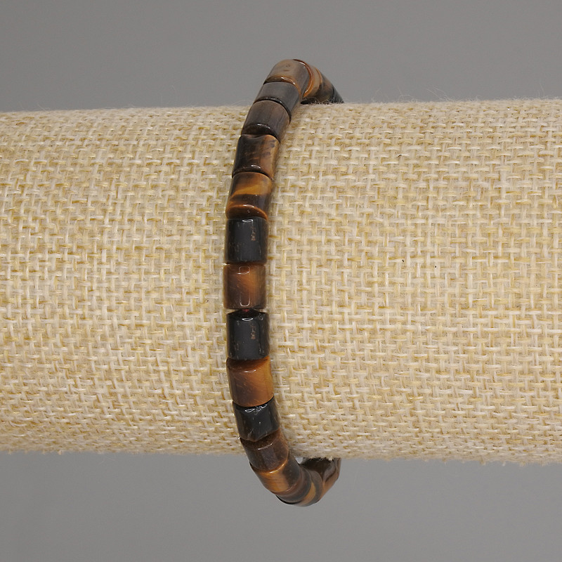 Tiger's Eye Cylinder Bracelet, diameter 6x6mm+-, length 18cm +- stretch