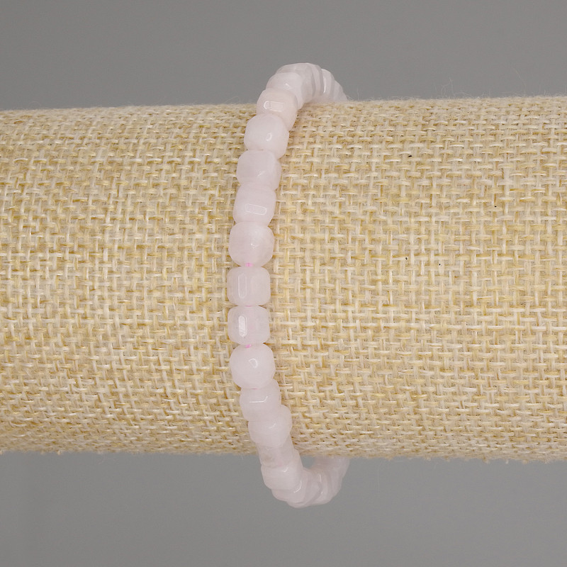 Rose Quartz Faceted Cube Bracelet, diameter 5x5mm+-, length 18cm +- stretch