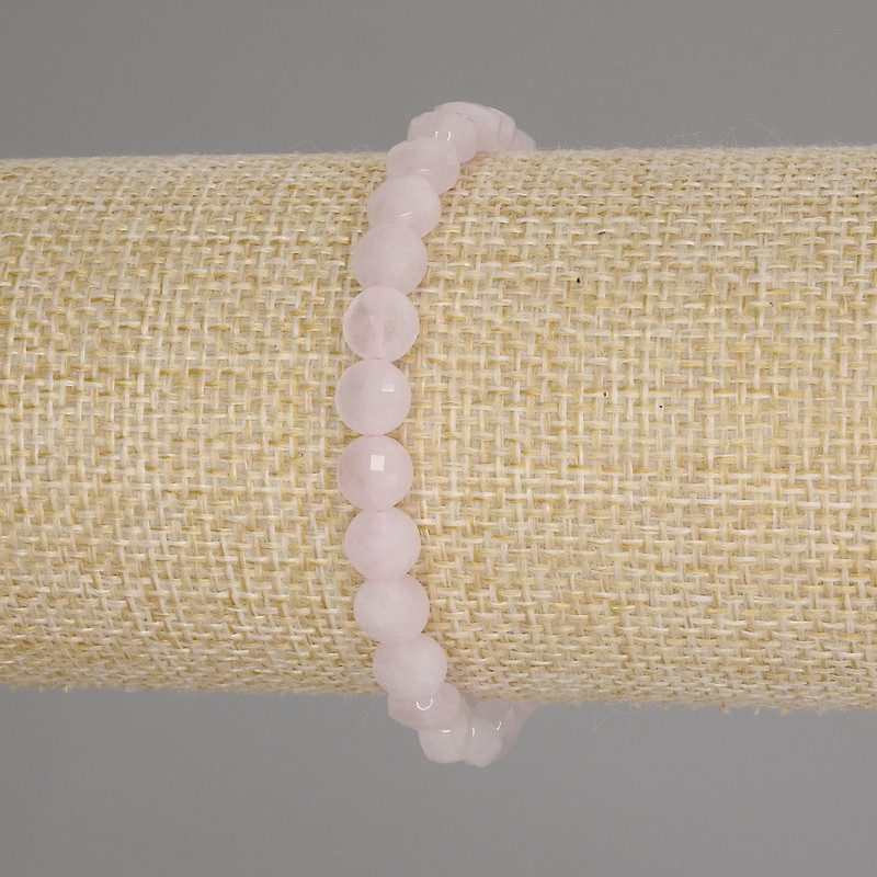 Rose Quartz Faceted Coin Bracelet, diameter 6mm+-, length 18cm +- stretch