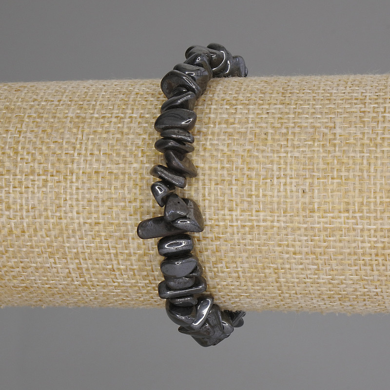 Hematite Chip Bracelet, diameter 8-11x4-6mm+-, length 18cm +- stretch