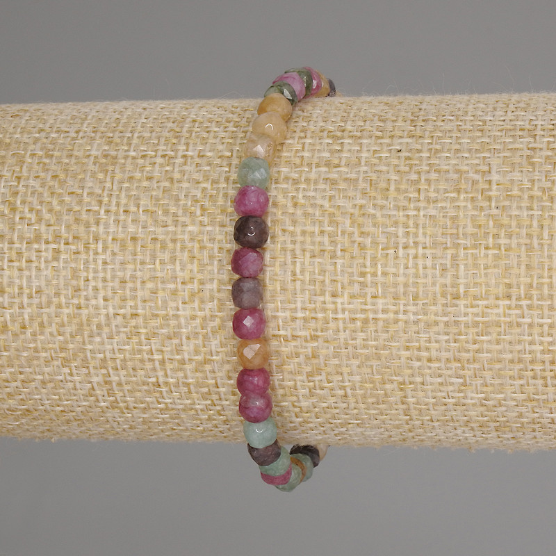 Tourmaline Faceted Cube Bracelet, diameter 4x4mm+-, length 18cm +- stretch