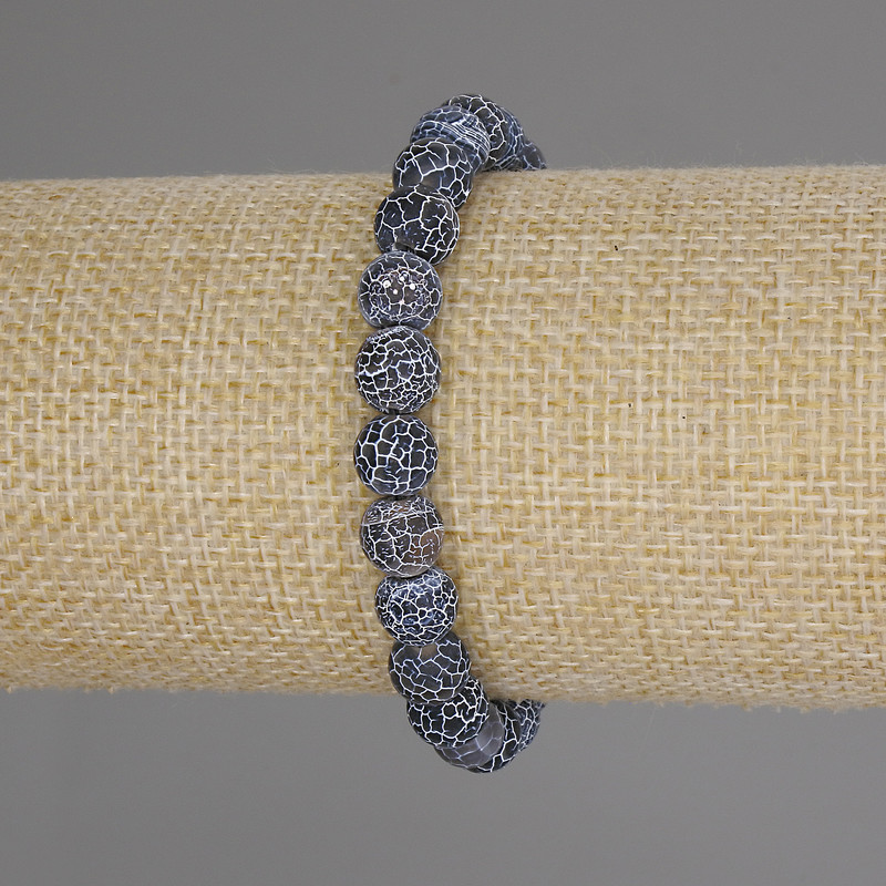 Frosted Agate Smooth Bead Bracelet, diameter 8mm+-, length 18cm +- stretch