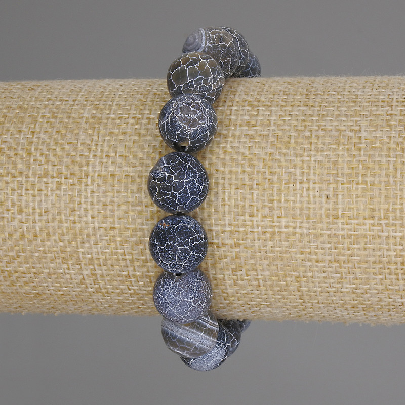 Frosty Agate Bracelet, smooth round beads, diameter 12mm+-, length 18cm +- stretch