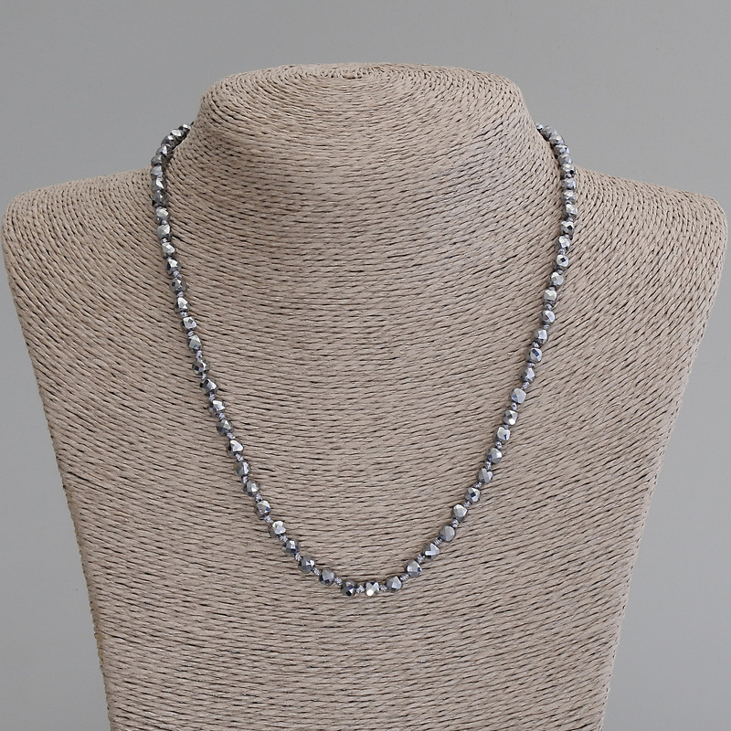 Terahertz Necklace, faceted cube beads, diameter 4x4mm+-, length 50cm +- with clasp
