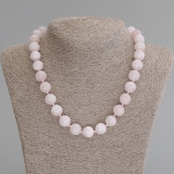 Madagascar Rose Quartz Necklace, smooth round beads, diameter 12,5mm+-, length 50cm +- with clasp