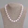 Madagascar Rose Quartz Necklace, smooth round beads, diameter 12,5mm+-, length 50cm +- with clasp