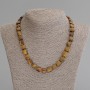 Tiger's Eye Necklace, faceted square beads, diameter 10x10mm+-, length 50cm +- with clasp