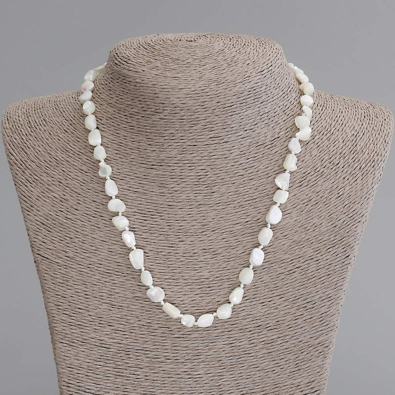 Mother-of-Pearl Necklace, nugget beads, diameter 7-9x6-7mm+-, length 50cm +- with clasp