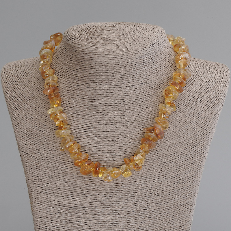 Citrine Necklace, nugget beads, diameter 9-15x5-8mm+-, length 50cm +- with clasp
