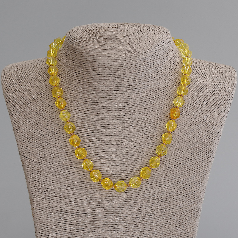 Citrine necklace with facets, diameter 9.5×8.5 mm +- , length 50 cm +- with clasp