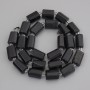 Tourmaline Beads, treated stone, diameter 13-14x9-10mm+- with 4mm+- seed beads on a strand, length 44cm+